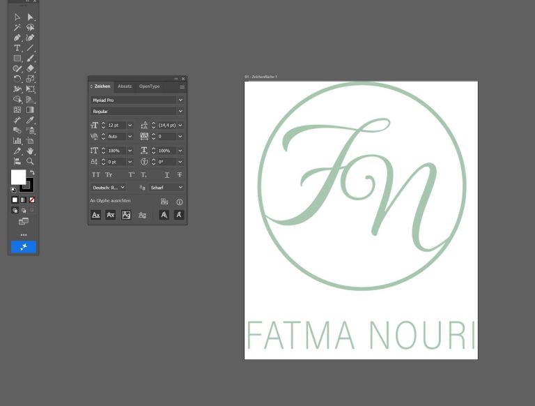 Logo von Fatma Nouri mit den Buchstaben F und N in sanftem Grün.