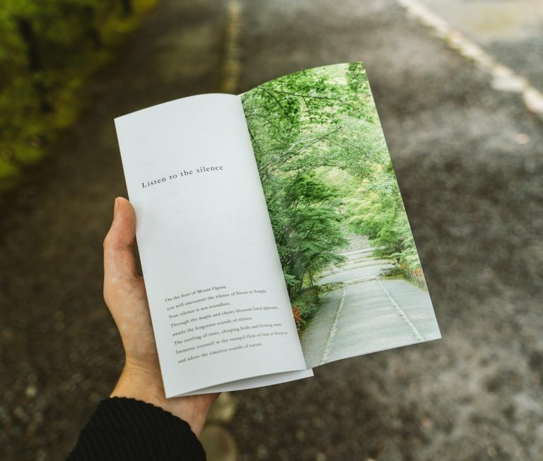 Strasser Design Ingenium – Grafikdesign, Texte, Konzepte Person hält auf der Straße eine Broschüre.
